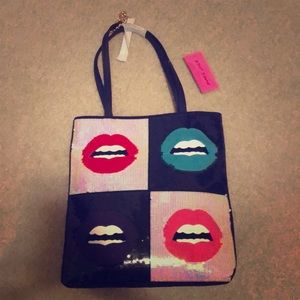 Cute sequenced NEVER USED Betsey Johnson tote bag!
